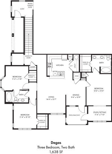 the floor plan for a two bedroom apartment at The Auberge of Tyler