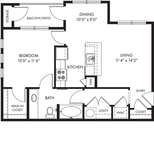 the floor plan for a two bedroom apartment at The Auberge of Tyler