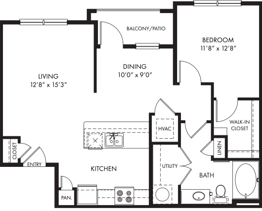 a floor plan for a two bedroom apartment at The Auberge of Tyler