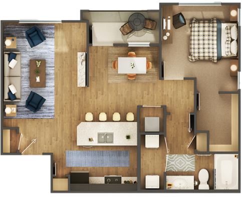 a floor plan of a two bedroom apartment at The Auberge of Tyler