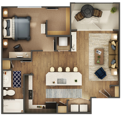 a floor plan of a two bedroom apartment at The Auberge of Tyler